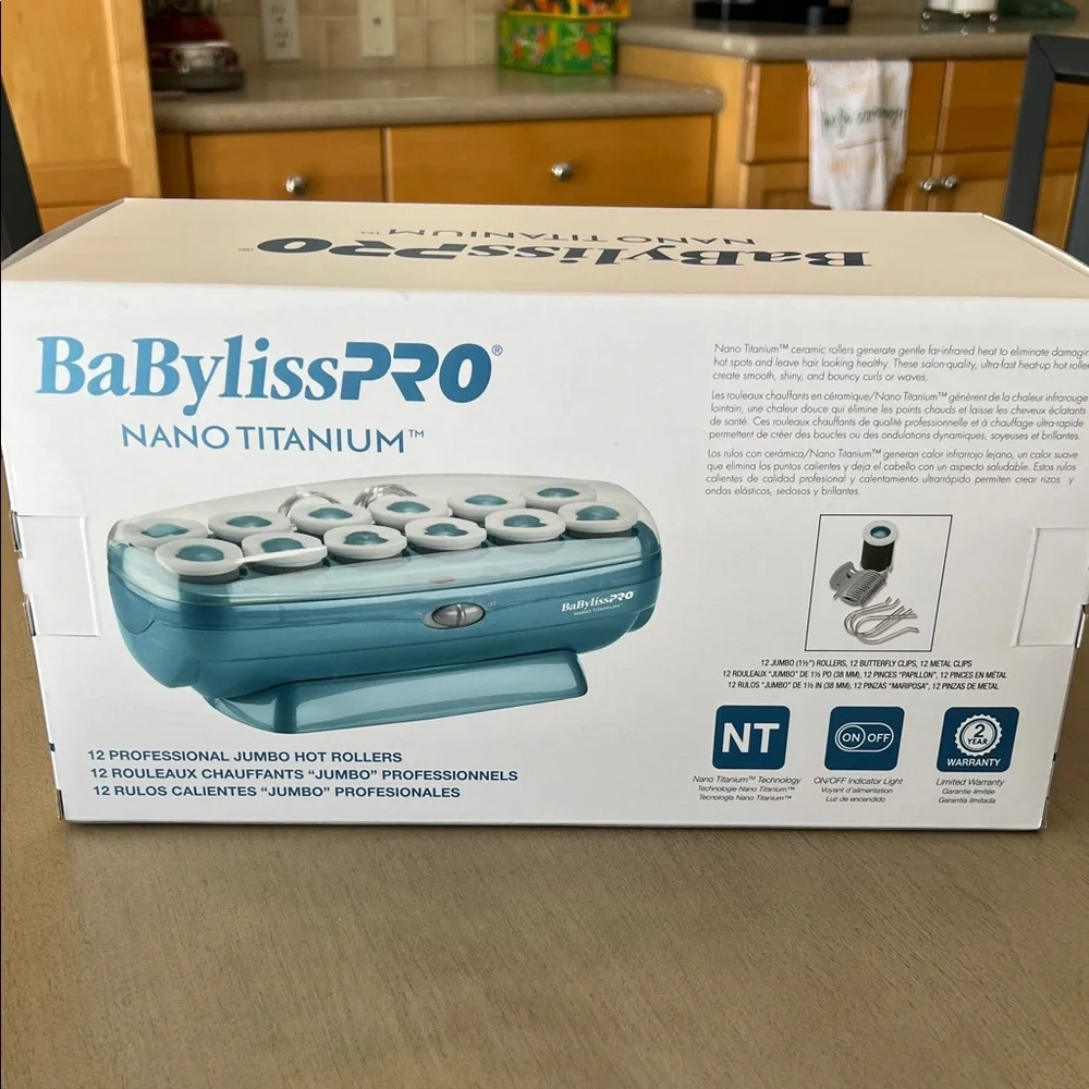 BaByliss Nano Titanium Jumbo Hot Rollers - Teal and White